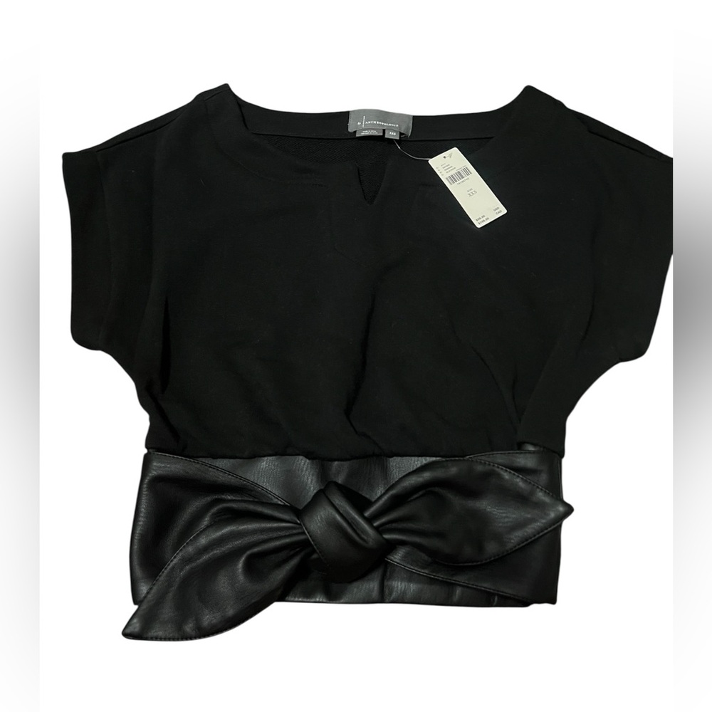 Anthropologie Black V-Neck Blouse - Picture 7 of 8